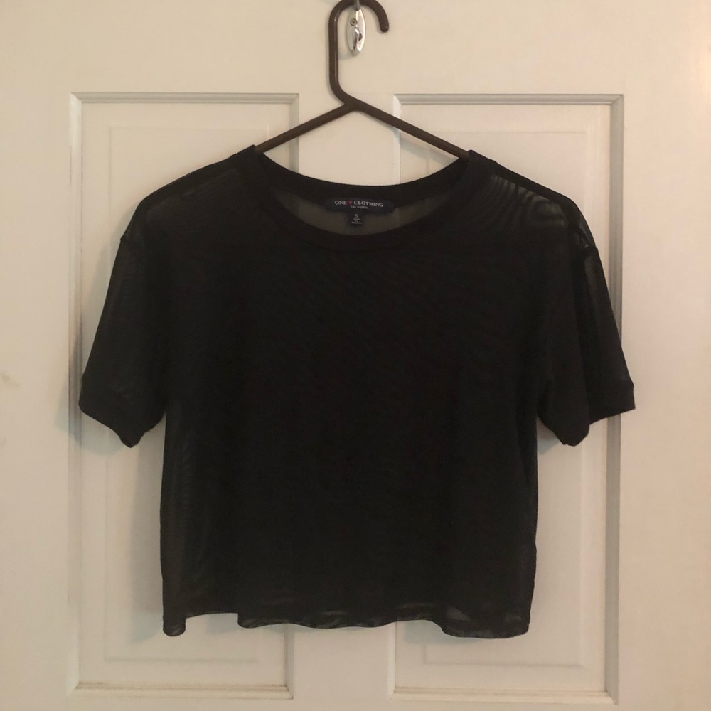 Black mesh top